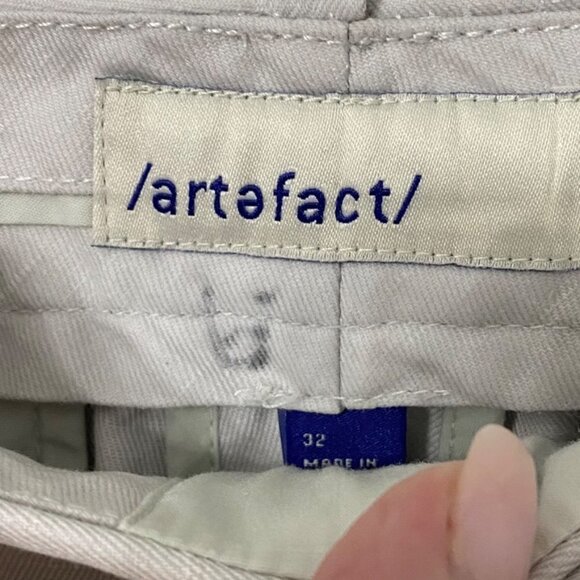 Artefact 10" Cotton Linen Blend Chino Shorts in Stone, Men's Size 32 - Picture 4 of 6